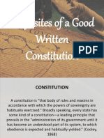 Requisites of A Good Written Constitution