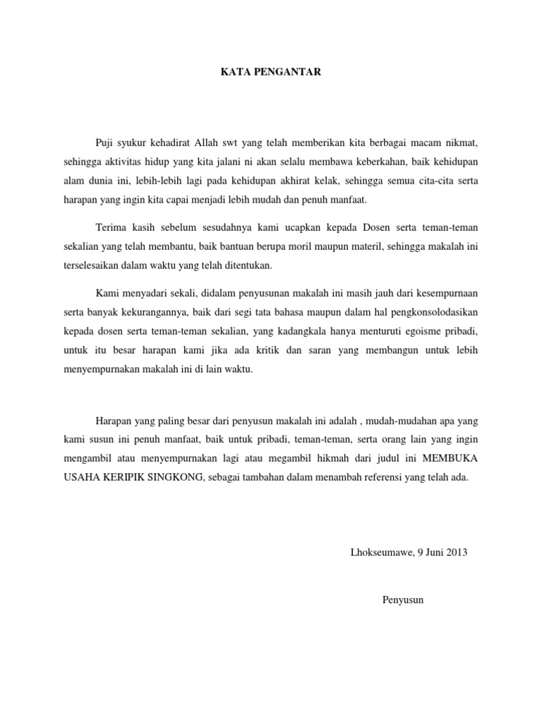 Makalah Usaha Keripik Singkong