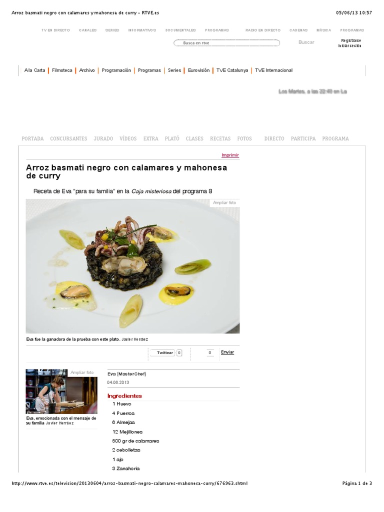 Arroz Basmati Negro Con Calamares y Mahonesa de Curry RTVE Es PDF