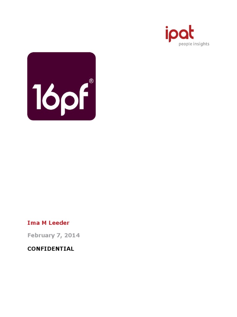 IPAT 16PF Interpretive Report Sample | PDF | Extraversion And ...