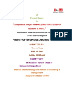 "Master of Business Administration: Comparative Analysis of MARKETING STRATEGIES OF Vodafone & AIRTEL