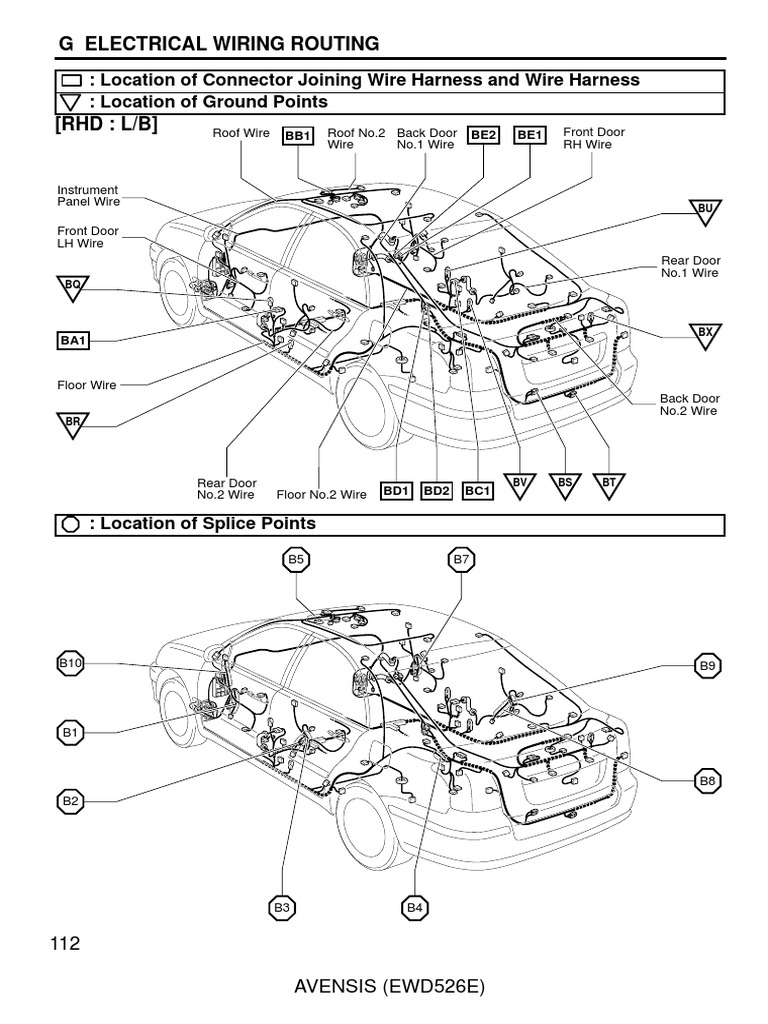 Toyota Avensis 2003-2007 Electrical Wiring Routing | PDF | Headlamp