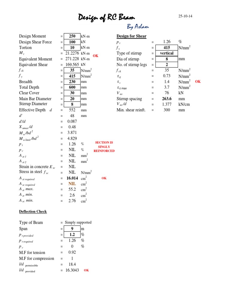 Beam Design and Shear Analysis Report | PDF