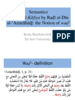 Semantics in Šarḥ al-Kāfiya by Raḍī al-Dīn al-’Astarābāḏī