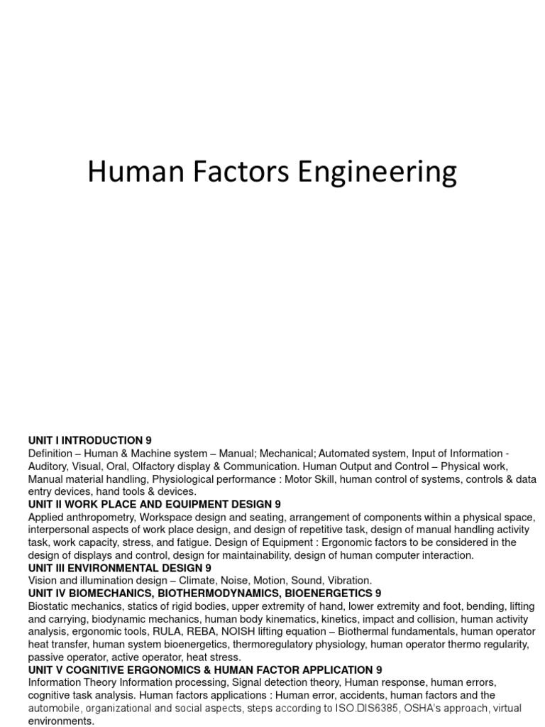 Introduction to Human Factors Engineering | PDF | Human Factors And ...