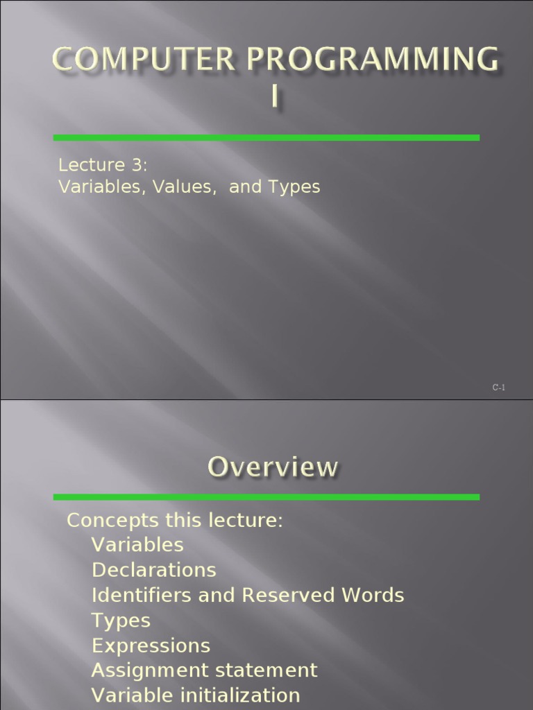 Variables, Values, and Types | PDF | Fahrenheit | Variable (Computer ...