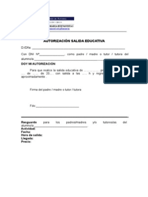 Autorización Salida Educativa | PDF