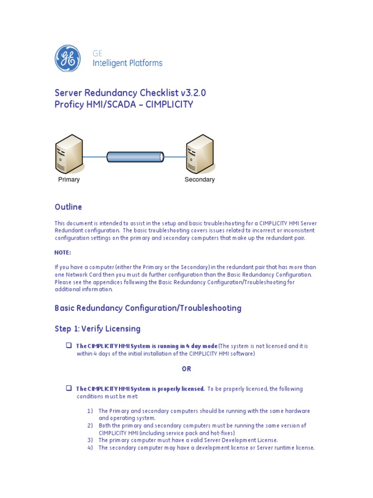 CIMPLICITY Server Redundancy Setup Guide | PDF