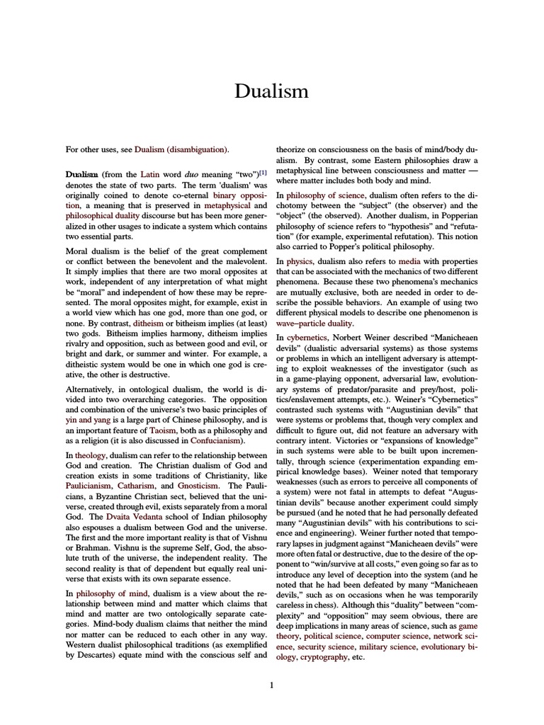 Dualism Dualism Philosophical Theories
