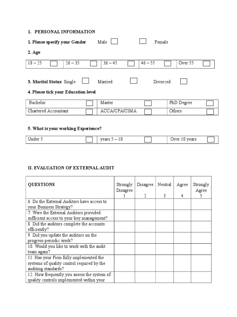 External Audit Evaluation Survey | PDF