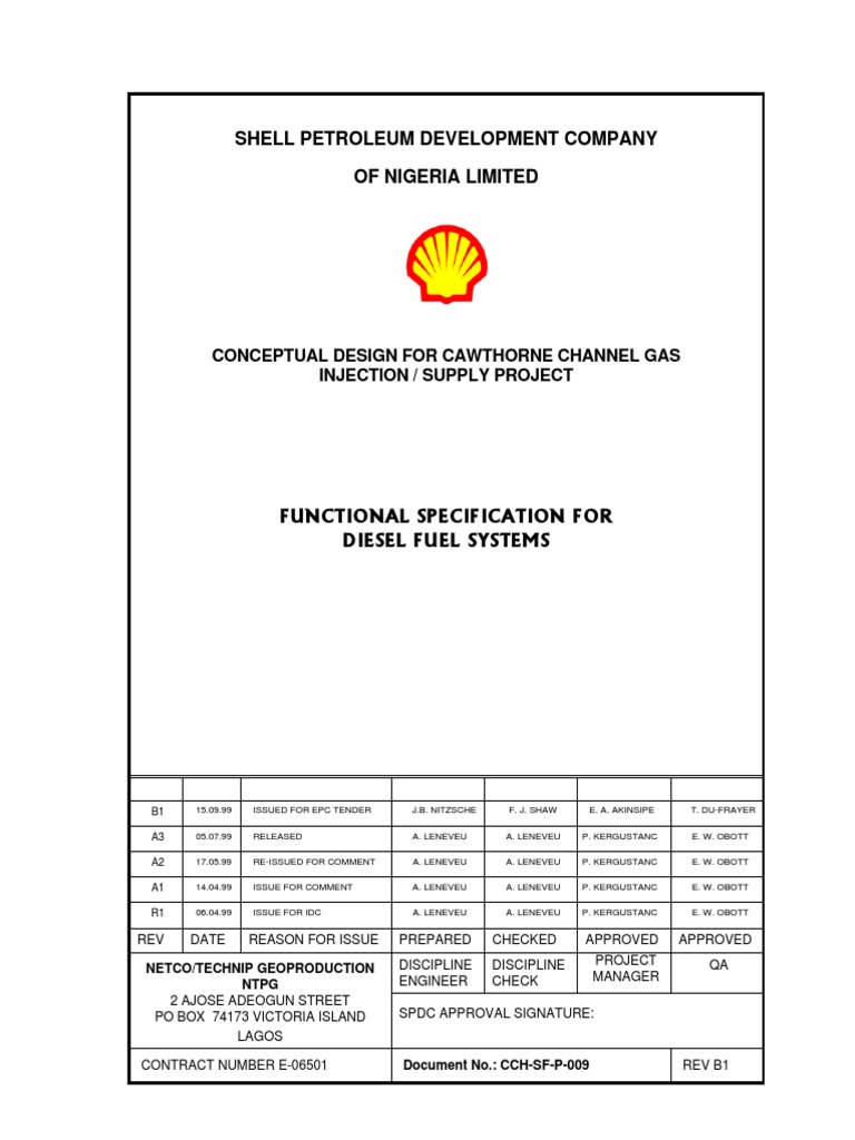 Diesel Fuel System Specification for CCGP | PDF | Diesel Engine ...