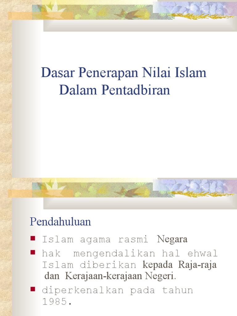 Dasar Penerapan Nilai Islam Pdf