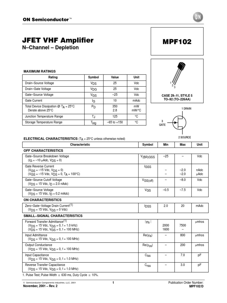 MPF102.pdf Field Effect Transistor Electrical Components