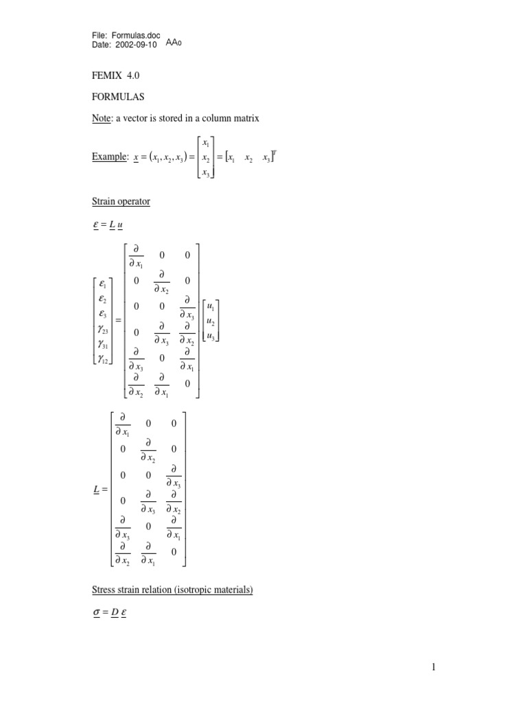 FEMIX 4.0 Formulas for Stress Analysis | PDF