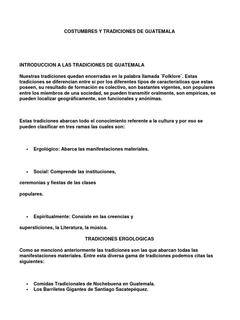 Costumbres Y Tradiciones De Guatemala Docx Guatemala Cultura