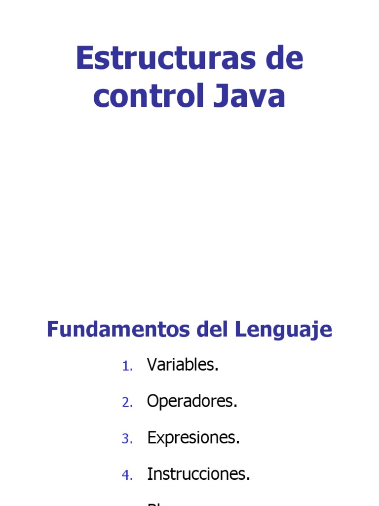 Estructuras Control Java | PDF | Lenguaje de programación | Java ...