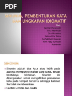 Sinonim, Pembentukan Kata Dan Ungkapan Idiomatik