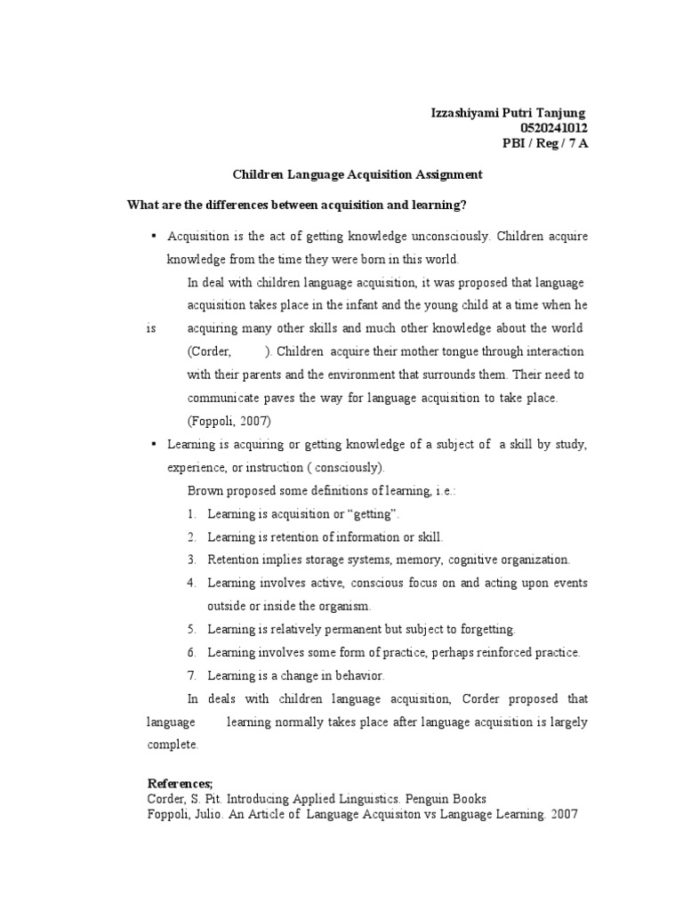 Differences Between Acquisition and Learning | PDF | Language ...