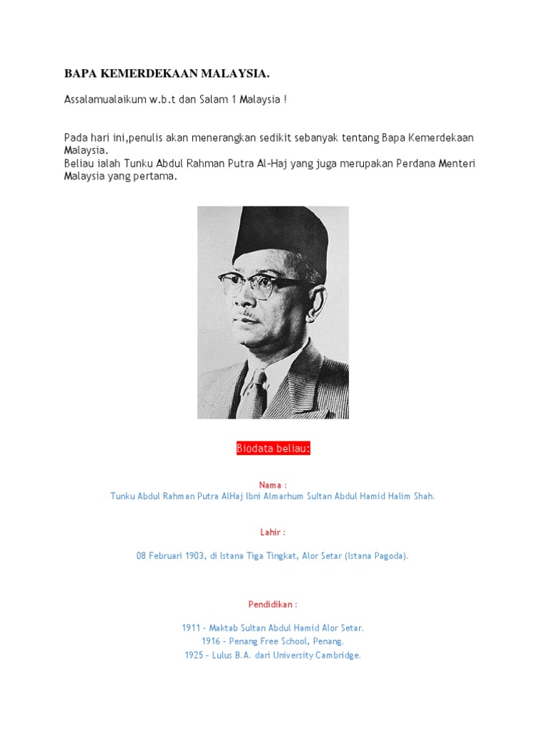 Bapa Kemerdekaan Malaysia Pdf