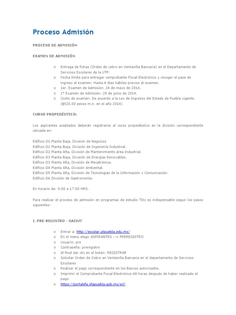 Proceso de Admisión UTP 2024 | PDF | Science | Ciencia y Tecnología