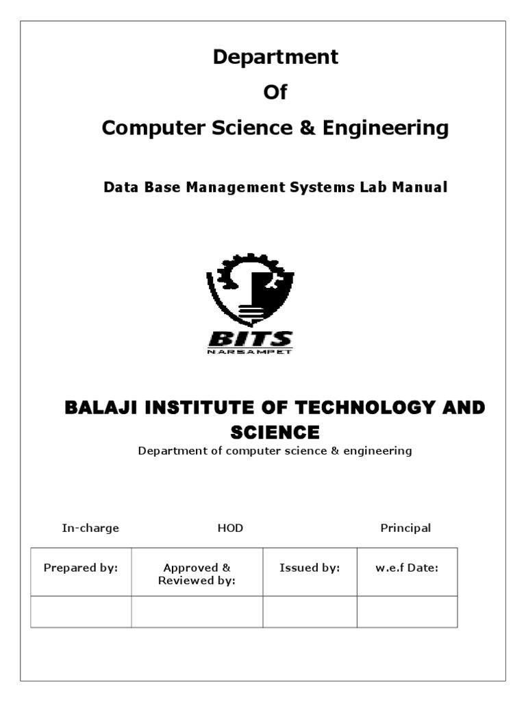 Dbms Lab Manual | PDF | Teaching Methods & Materials