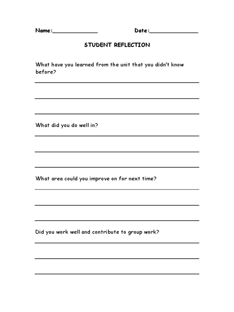 Student Reflection on Learning Unit | PDF | Career & Growth
