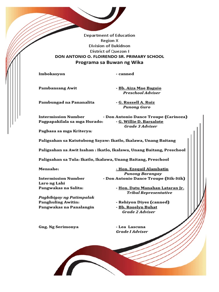 Programa sa Buwan ng Wika 2014 | PDF