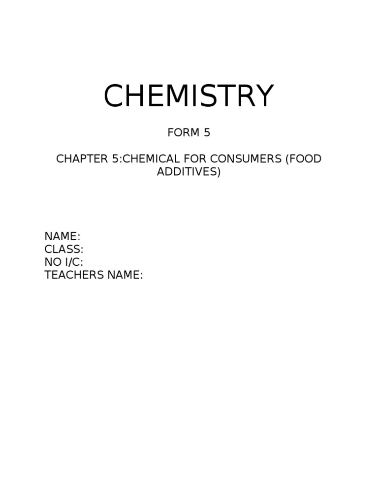 Food Additives in Chemistry Form 5 | PDF