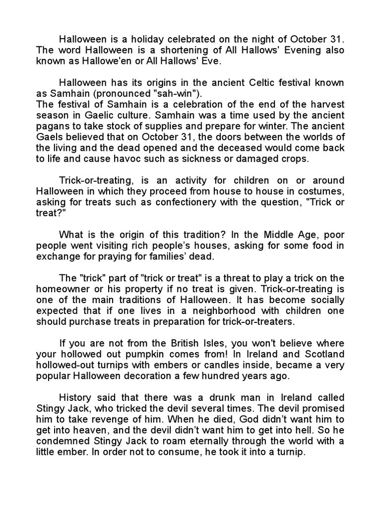 Textos Sobre O Halloween Em Ingles Com Interpretação