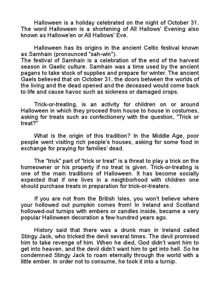 Halloween Texto en Inglés PDF | PDF | Halloween | Trick Or Treating