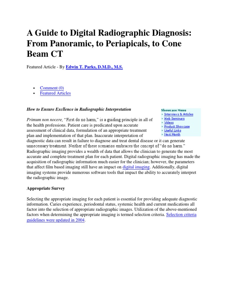 A Guide To Digital Radiographic Diagnosis | PDF | Human Tooth | Medical ...