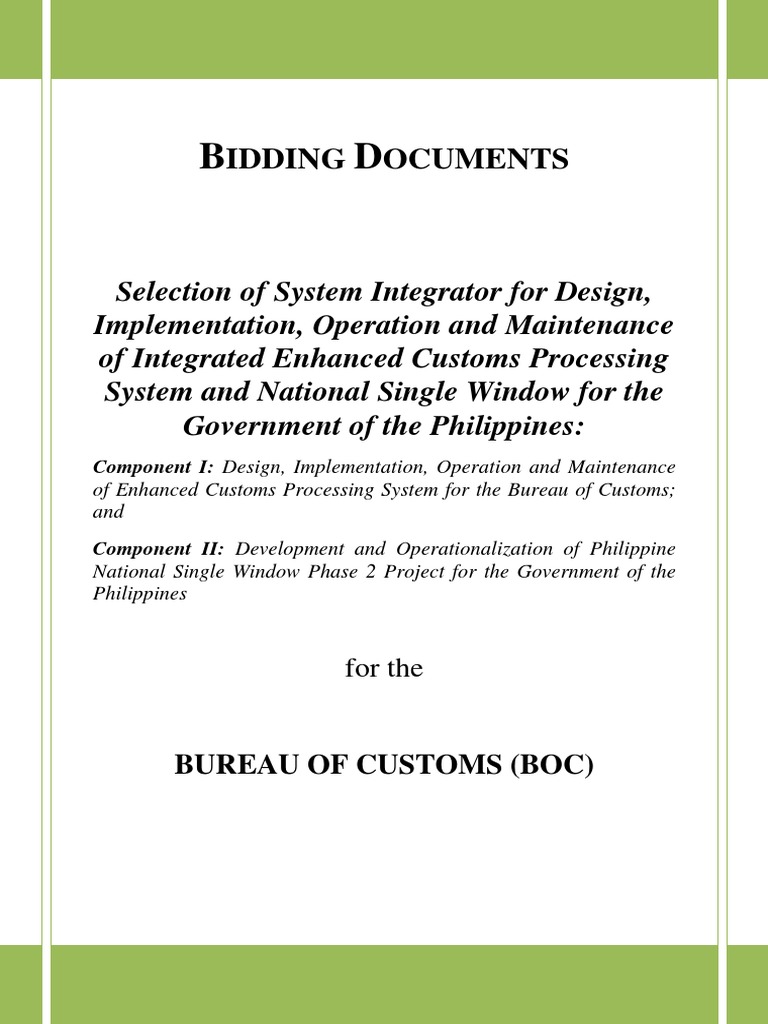 Bidding Documents For New BOC Systems & National Single Window | PDF ...