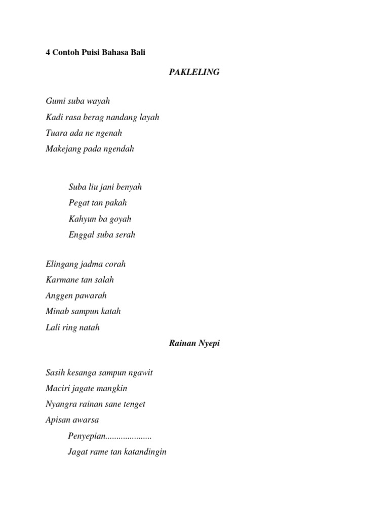 4 Contoh Puisi Bahasa Bali PDF