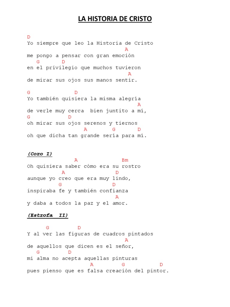 Letra y acordes de "La Historia de Cristo" | PDF