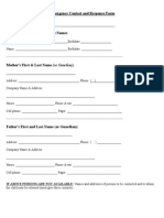 Emergency Contact and Response Form
