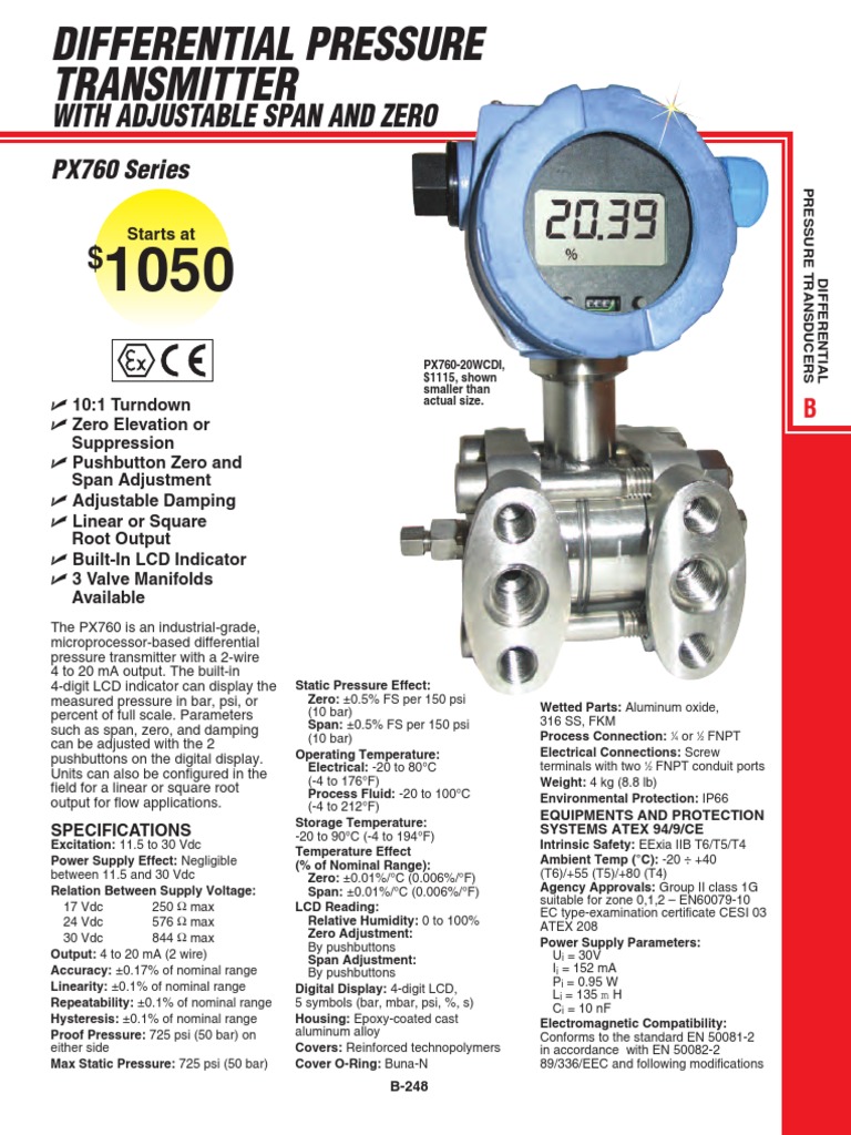 Differential Pressure Transmitter With Adjustable Span and Zero PDF