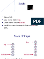 Stacks: Linear List. One End Is Called - Other End Is Called - Additions To and Removals From The End Only