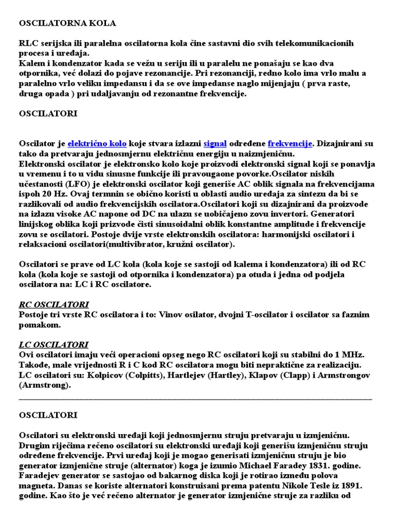 Oscilatorna Kola | PDF