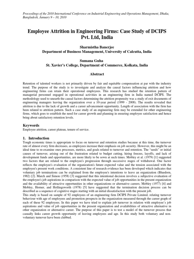 Case Study Employee Retention Turnover (Employment)