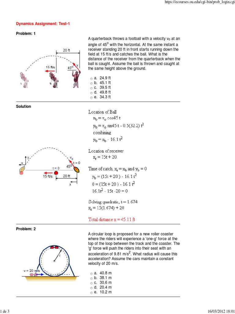 Dynamics Problems and Solutions | PDF