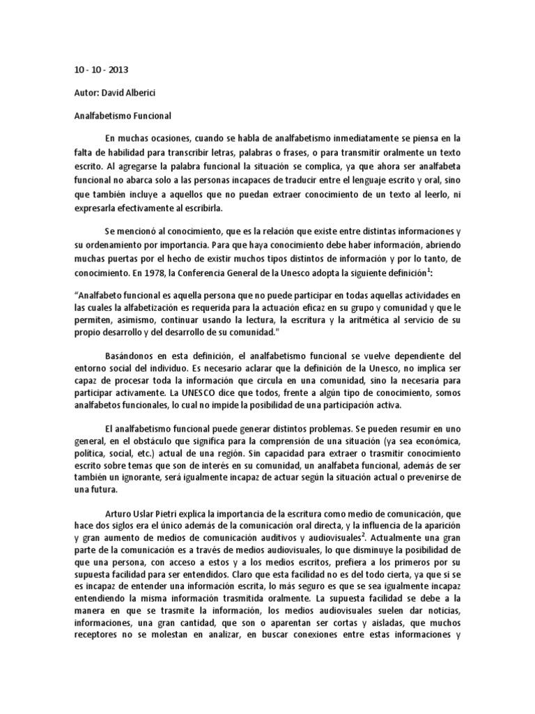 EL ANALFABETISMO FUNCIONAL ARTURO USLAR PIETRI PDF