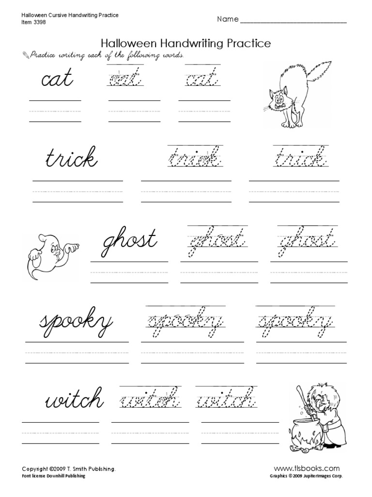 Halloween Cursive Handwriting Practice Item 3398 | PDF