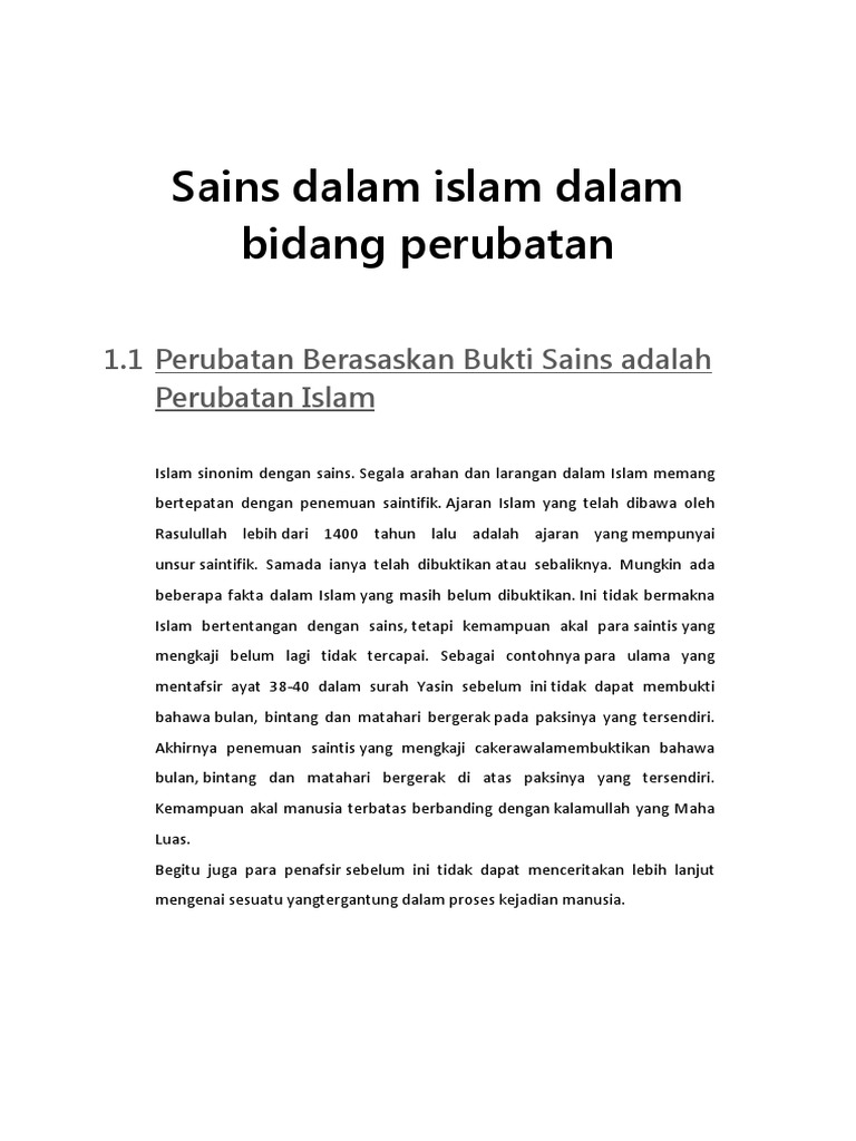 Sains Dalam Islam Dalam Bidang Perubatan Pdf