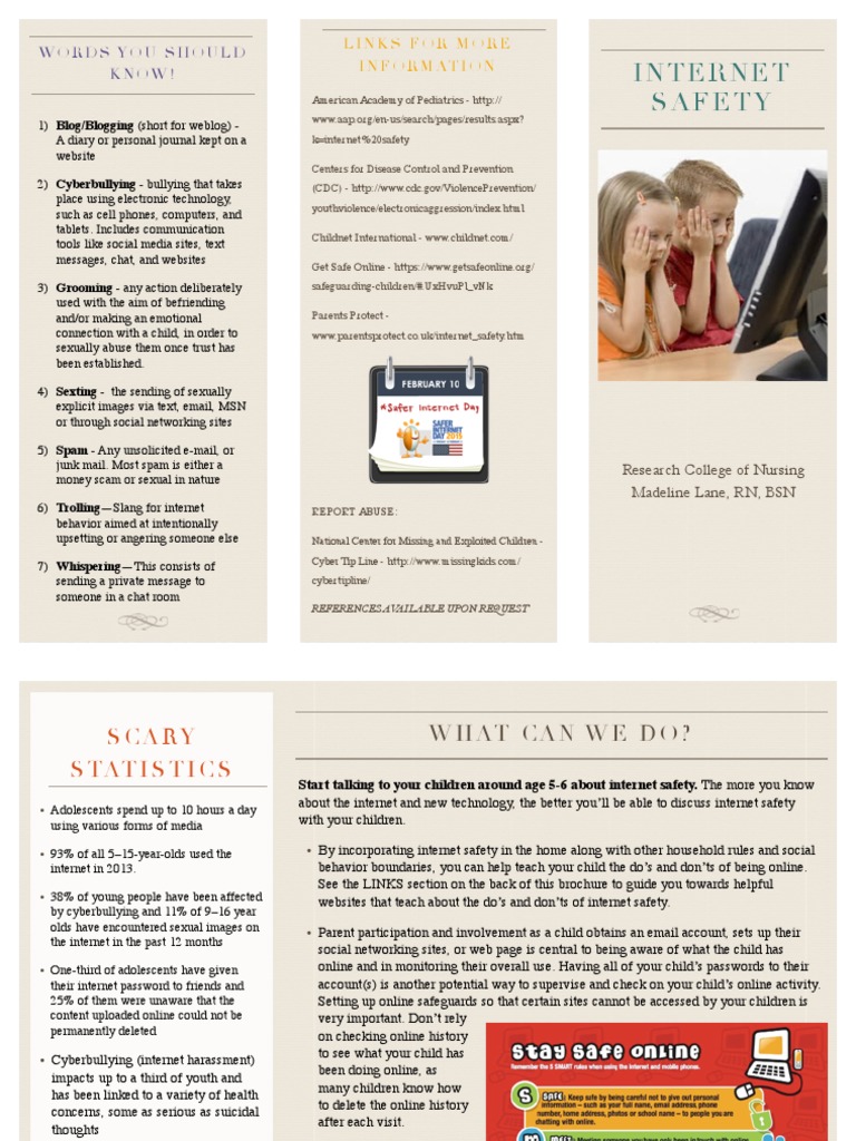 Safety Brochure Peds PDF Cyberbullying