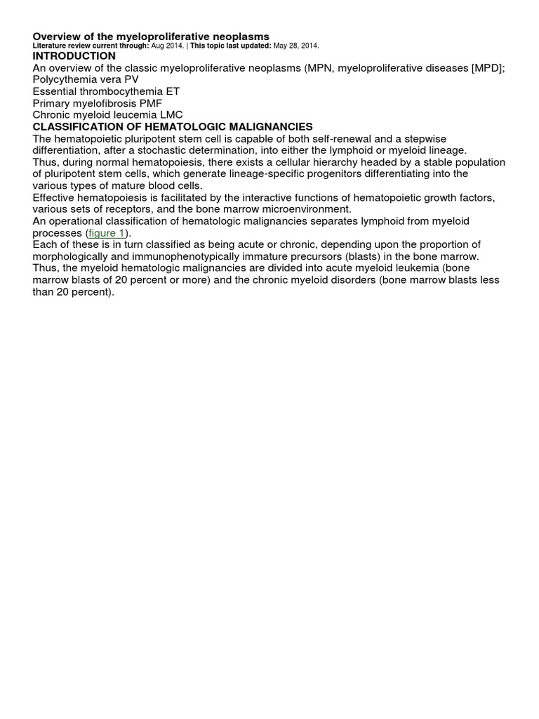 Myeloproliferative Neoplasms Overview | PDF | Self-Improvement ...