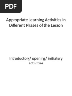 Appropriate Learning Activities in Different Phases of The