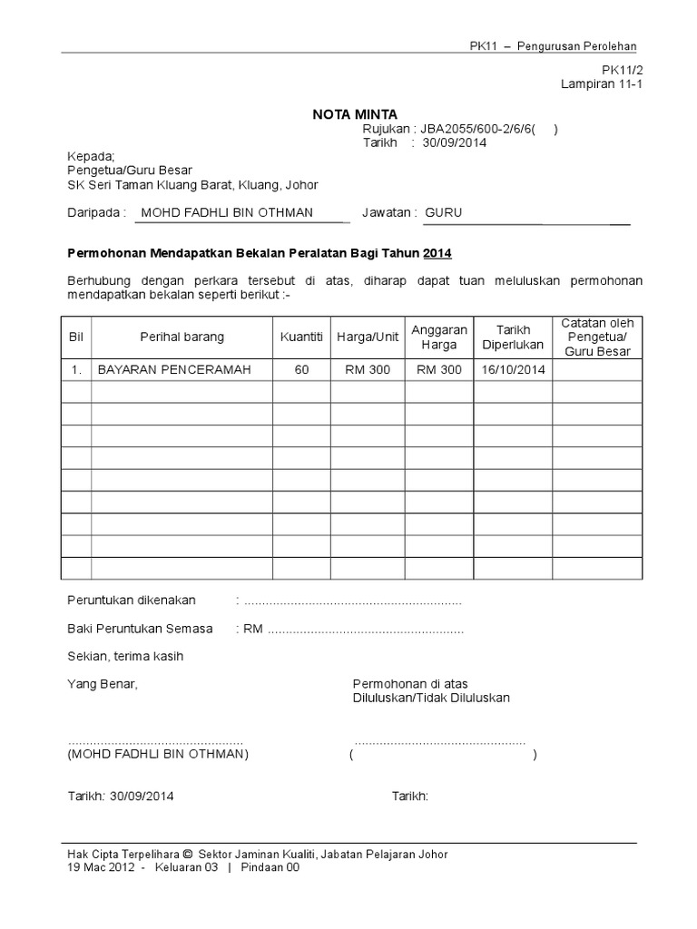 PK 11 2 Nota Minta | PDF