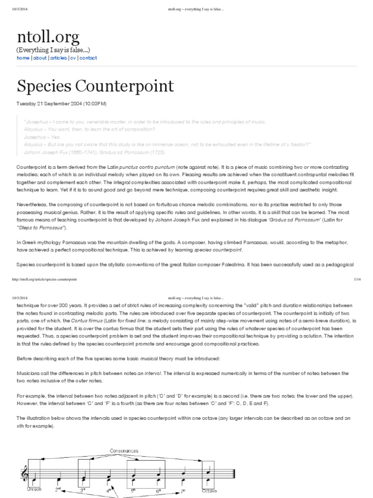 Counterpoint Instructions | PDF | Interval (Music) | Music Theory