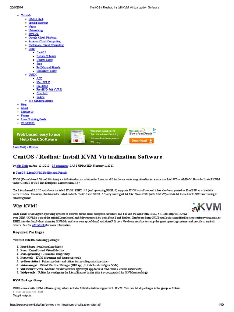 CentOS - Redhat - Install KVM Virtualization Software PDF | PDF ...