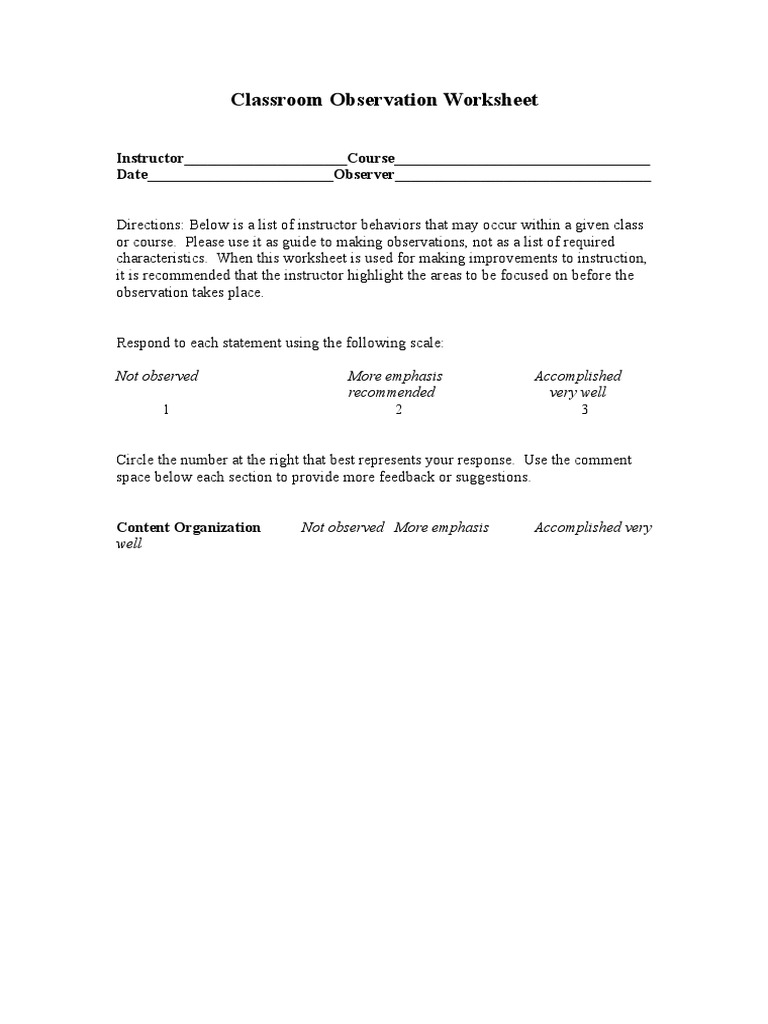 worksheet Observation Worksheet classroom observation worksheet nonverbal communication action philosophy